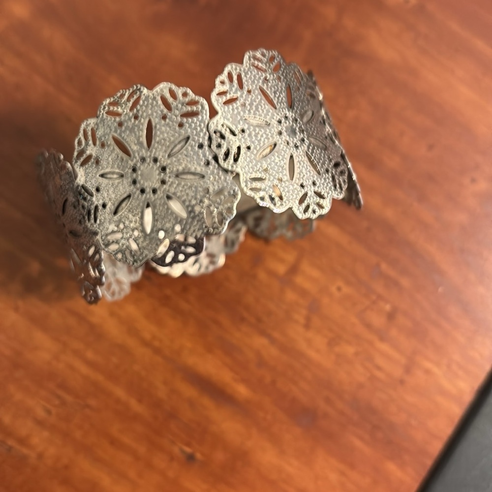 Intricate Silver Bangle Bracelet